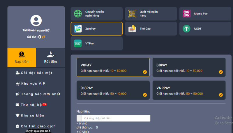 Người chơi cần lưu ý một số điều khi nạp tiền N88
